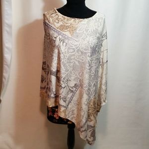 CHICO's Greta Asymmetrical Metallic Floral Poncho Wrap